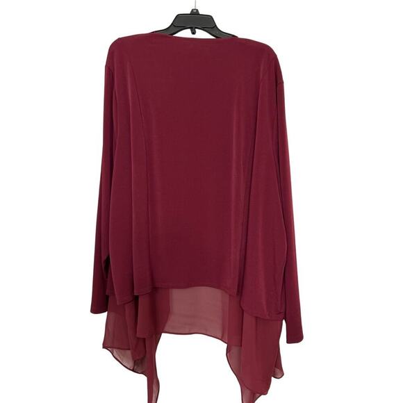 Susan Graver Liquid Knit Open Front Waterfall Cardigan Chiffon Accents Size 5X - Picture 2 of 13